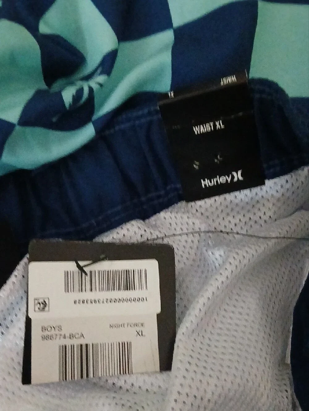 Hurley Boys Blue Checkerboard Swim Trunks